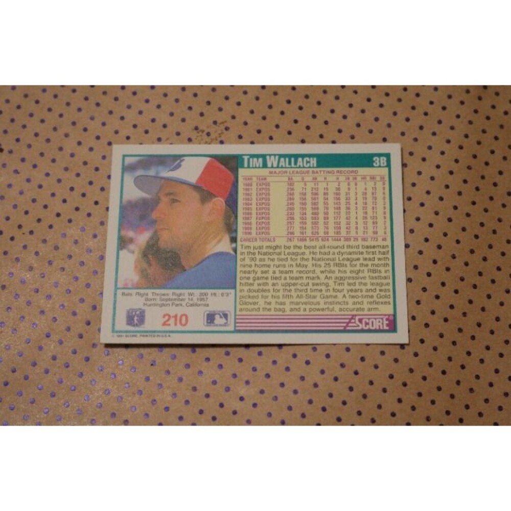 Tim Wallach #210 Baseball Card (1991) - Picture 2 of 2